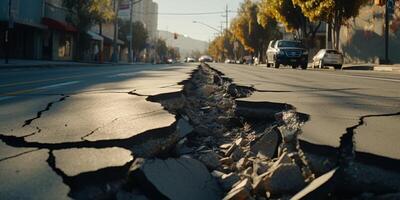 destroyed city buildings from earthquake photo