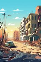 destroyed city buildings from earthquake photo