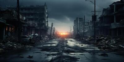 destroyed city buildings from earthquake photo