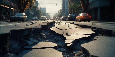 destroyed city buildings from earthquake photo