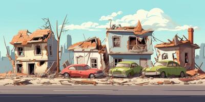 destroyed city buildings from earthquake photo