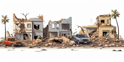 destroyed city buildings from earthquake photo