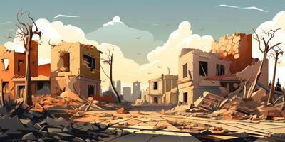 destroyed city buildings from earthquake photo
