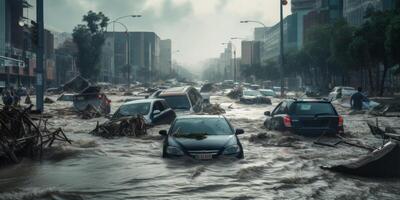 inundar en el ciudad foto