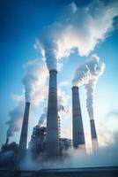 industrial plant high chimneys smoke photo