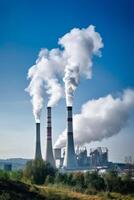 industrial plant high chimneys smoke photo