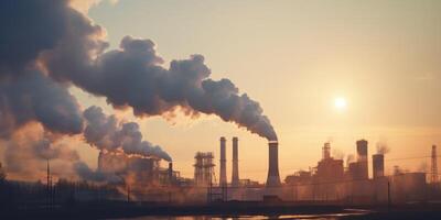 industrial plant high chimneys smoke photo