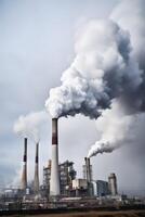 industrial plant high chimneys smoke photo