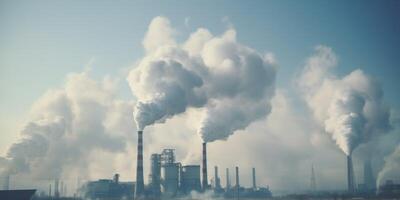 industrial plant high chimneys smoke photo