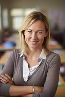 teacher at school with schoolchildren photo