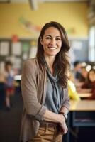 teacher at school with schoolchildren photo