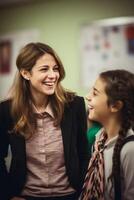 teacher at school with schoolchildren photo