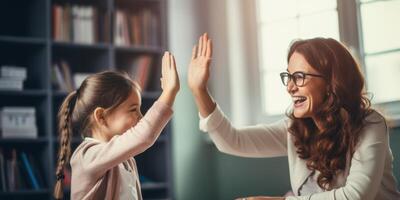 teacher at school with schoolchildren photo