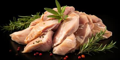 raw chicken breast with herbs photo