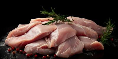 raw chicken breast with herbs photo