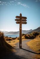 empty wooden direction signs photo
