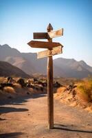 empty wooden direction signs photo