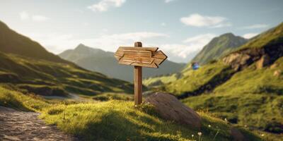 empty wooden direction signs photo