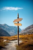 empty wooden direction signs photo