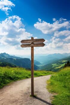 empty wooden direction signs photo