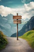 empty wooden direction signs photo
