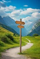 empty wooden direction signs photo