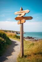 empty wooden direction signs photo