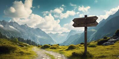 empty wooden direction signs photo