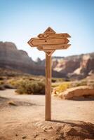 empty wooden direction signs photo