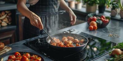 woman cooking in the kitchen photo