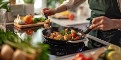 woman cooking in the kitchen photo