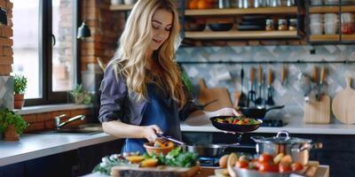 woman cooking in the kitchen photo