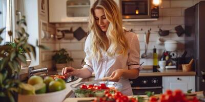 woman cooking in the kitchen photo