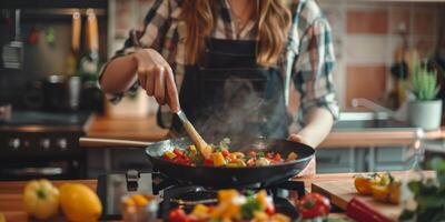 woman cooking in the kitchen photo