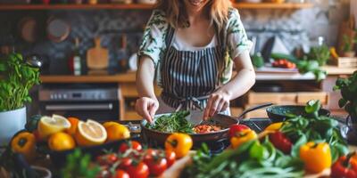 woman cooking in the kitchen photo