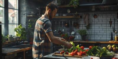 man cooking in the kitchen photo