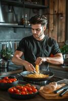 man cooking in the kitchen photo