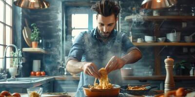 man cooking in the kitchen photo