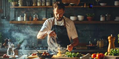 man cooking in the kitchen photo