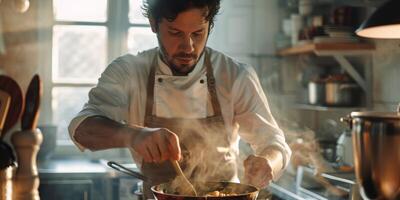 man cooking in the kitchen photo