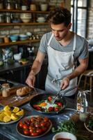 man cooking in the kitchen photo