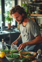 man cooking in the kitchen photo