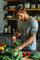 man cooking in the kitchen photo