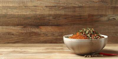 Ceramic bowl with mixed spices photo