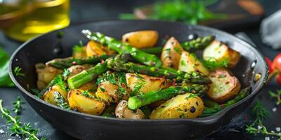 boiled potatoes with herbs photo