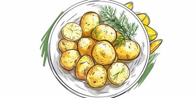 boiled potatoes with herbs photo