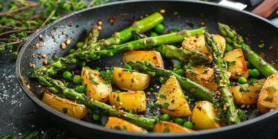 boiled potatoes with herbs photo