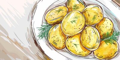 boiled potatoes with herbs photo