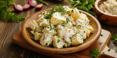 boiled potatoes with herbs photo