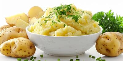 boiled potatoes with herbs photo